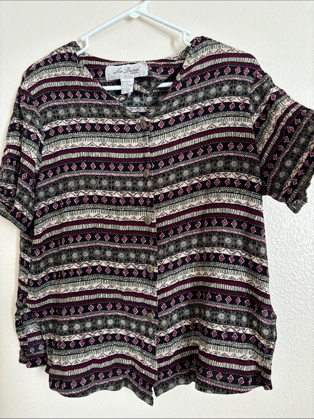 Vintage Lee David Patterned Shirt Size Medium